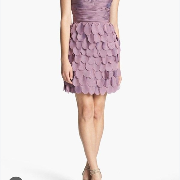 Dalia Macphee Dresses & Skirts - Purple Ruffled Tiered Sweetheart Mini Dress